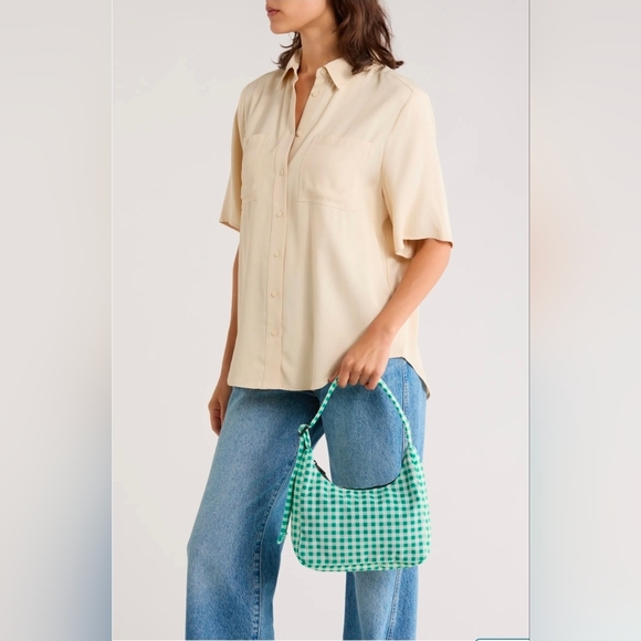 BAGGU Mini Nylon Shoulder Bag Green Gingham - Picture 7 of 7